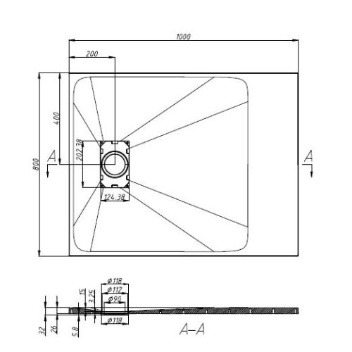 Režena SMC tuš kada 100x80cm crna