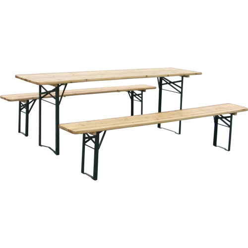 3 dijelna pivska garnitura - stol 220 x 50 cm klupe 220 x 25 cm smreka prirodna zelena