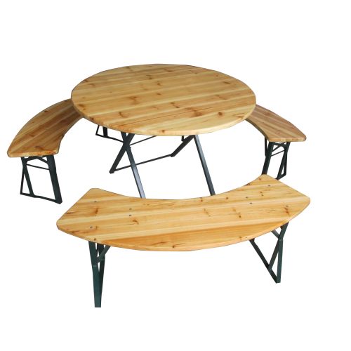 Set klupe i stola 4-dijelni Stol (ΦxH) cca: 106x75 cm Klupa 118x27x45 cm Smreka prirodna zelena