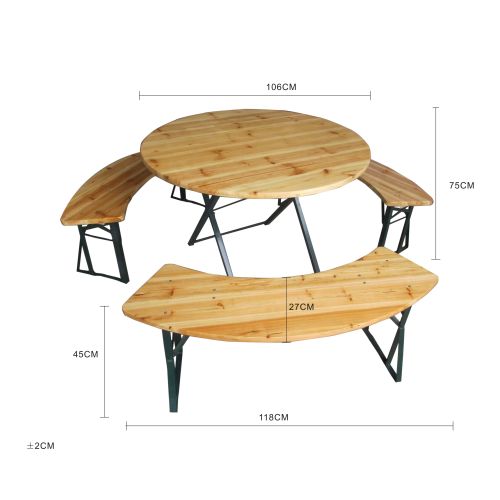 Set klupe i stola 4-dijelni Stol (ΦxH) cca: 106x75 cm Klupa 118x27x45 cm Smreka prirodna zelena