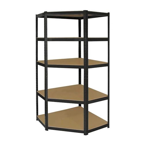 Kutni teški regal crna 77x77x40x40x41xH180 cm