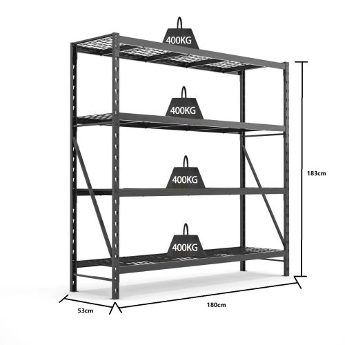 Industrijska teška polica crna 180x53x183cm