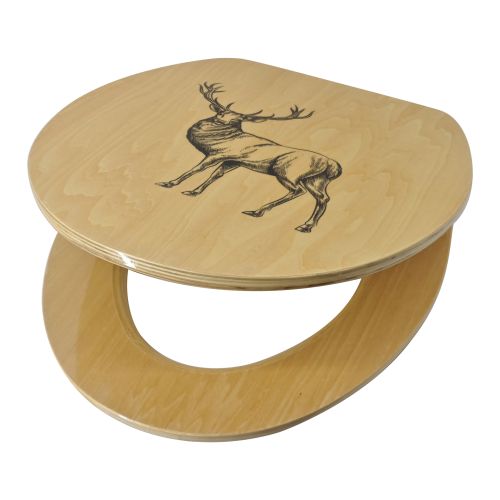 Sanotechnik - WC ülőke rétegelt lemez őz mintával, Soft Close rendszerrel