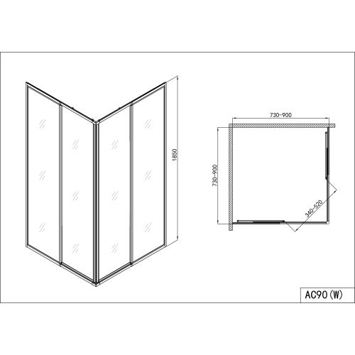 Eckduschkabine Acylglas weiß 73-90x73-90x185cm