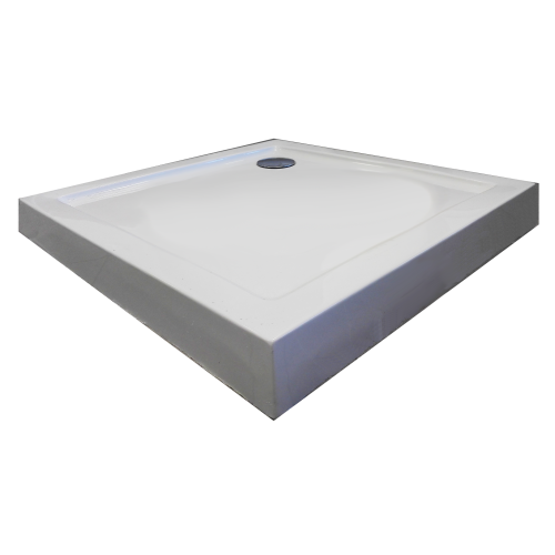 Sanotechnik - Eck-Brausetasse 90x90x12cm m.fixer Sch. weiß