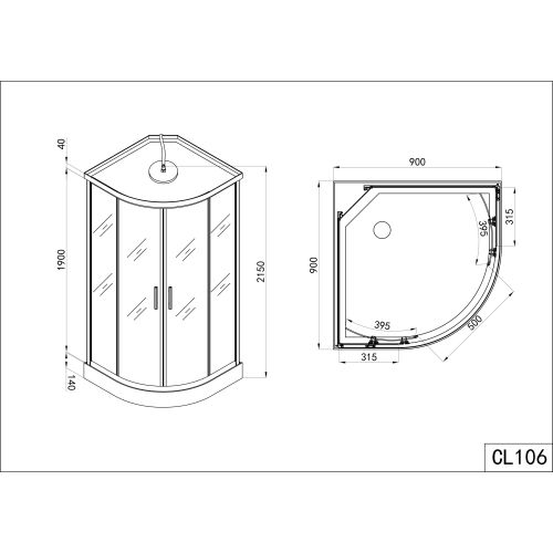 Kompletna SCALA bijela 90x90x215cm Quick-Line
