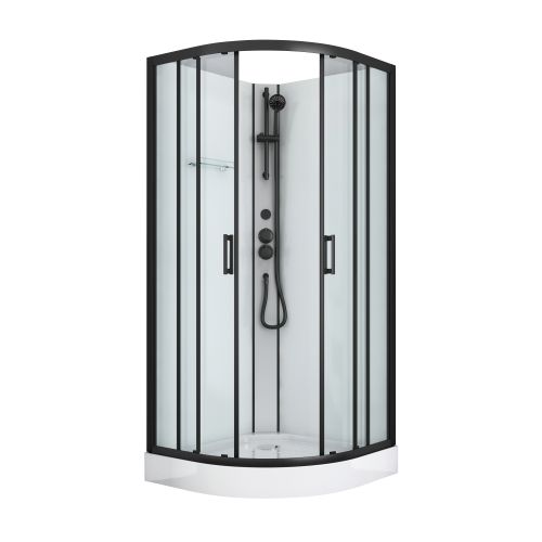 Sanotechnik - Kompletna tuš kabina DALLAS 90x90x210cm črna brez strehe