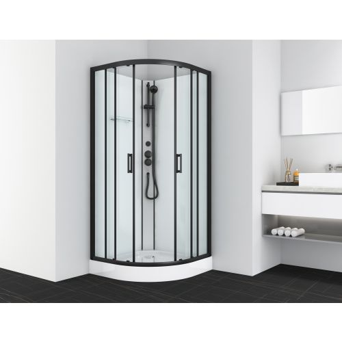 Komplettduschkabine DALLAS 90x90x210cm schwarz ohne Dach