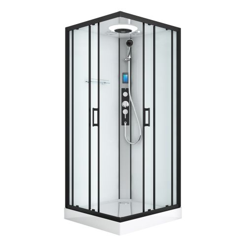 Sanotechnik - Kompletna tuš kabina MIAMI črna s hitro montažo 90 x 90 x 215 cm