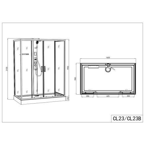 Kompletna tuš kabina NEW YORK crna - s brzim zanimanjem 90 x 160 x 215 cm