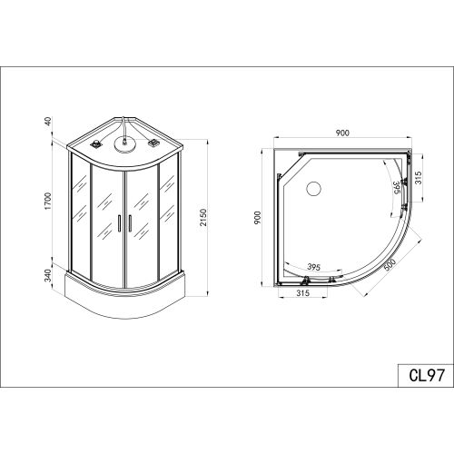 Komplettdk VITA 90x90x215cm Quick-Line