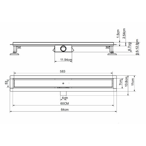 Sanotechnik - Tuš kanaleta 60cm inox krom videz