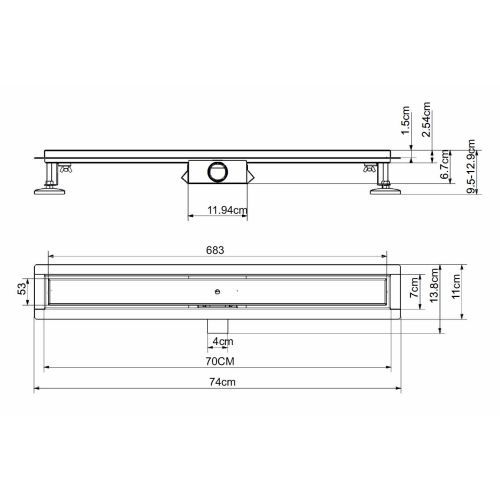 Sanotechnik - Duschrinne 70cm  Nirosta Chrom-Optik