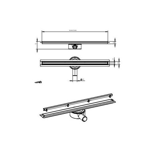 Tuš kanalica Slim 60cm Nirosta krom izgled