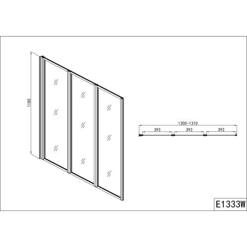 Stena kopalne kadi 130x121cm 4mm steklo