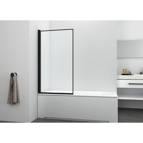 Crna staklena pregrada za kadu 80x140cm 5mm prozirno staklo