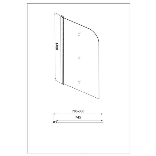 Pregradna stijena za kadu krom 80x140cm 5mm prozirno staklo