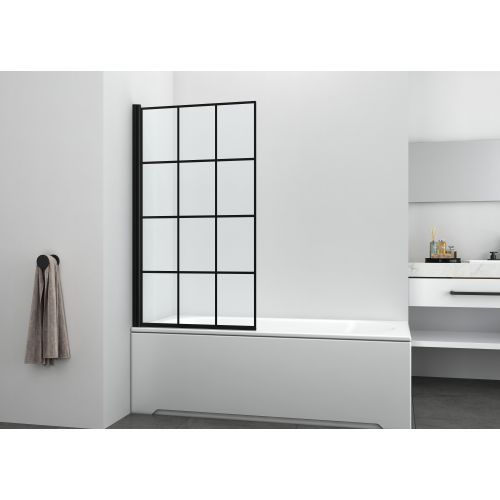 Crni preklopni zid za kadu 80x140cm 5mm prozirno staklo