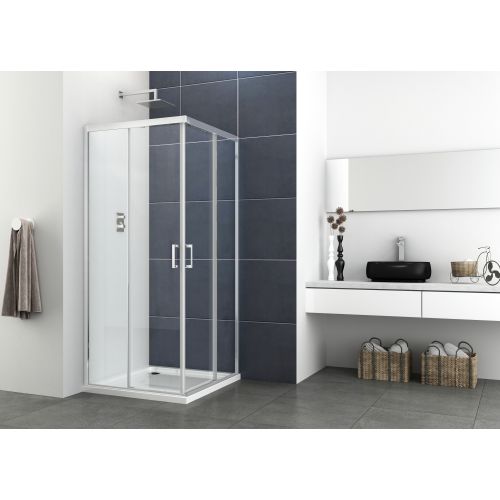 Kutna tuš kabina s 2 klizna vrata chr. 88-90x88-90x195cm Soft Close
