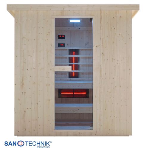 Sanotechnik - LAHTI Außensauna+Infrarotkabine für 5-6 Personen 198x181,5x202,2 cm