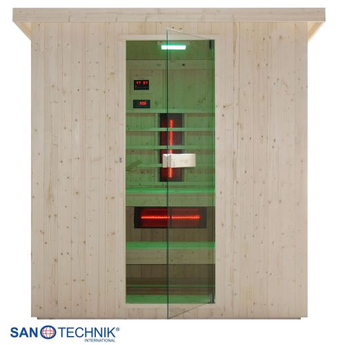 Sanotechnik - LAHTI Außensauna+Infrarotkabine für 5-6 Personen 198x181,5x202,2 cm