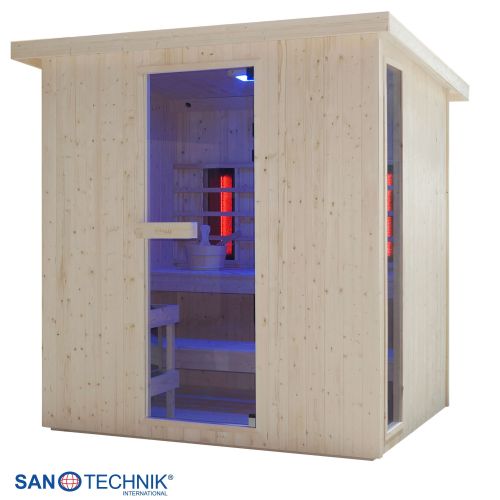 Sanotechnik - LAHTI Außensauna+Infrarotkabine für 5-6 Personen 198x181,5x202,2 cm
