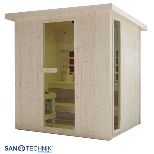 Sanotechnik - LAHTI Außensauna+Infrarotkabine für 5-6 Personen 198x181,5x202,2 cm