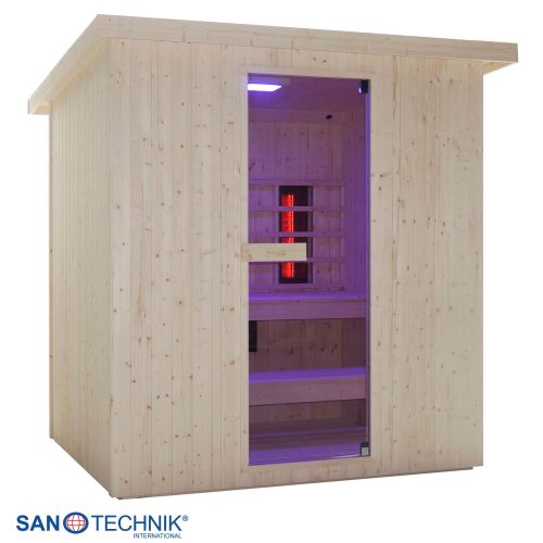 Sanotechnik - LAHTI Außensauna+Infrarotkabine für 5-6 Personen 198x181,5x202,2 cm