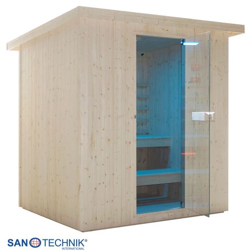 Sanotechnik - LAHTI Außensauna+Infrarotkabine für 5-6 Personen 198x181,5x202,2 cm