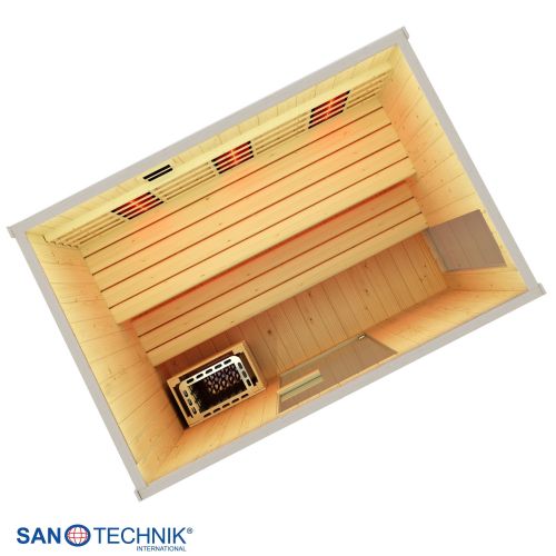 Sanotechnik - LAHTI Außensauna+Infrarotkabine für 5-6 Personen 198x181,5x202,2 cm