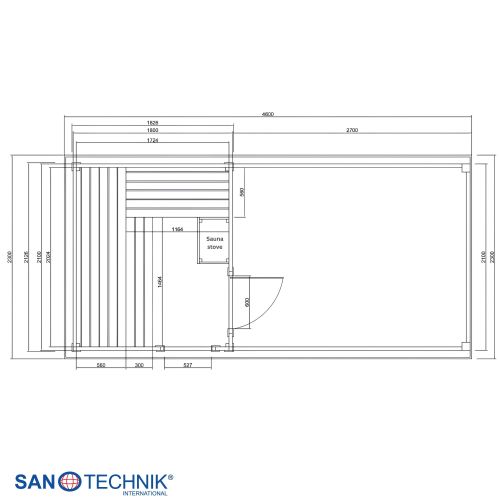Sanotechnik - RAUMA Außensauna für 4-5 Personen 460 x 230 x 219,5 cm