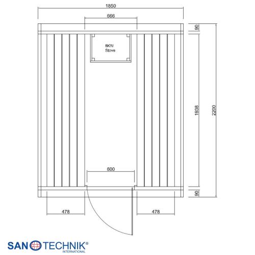 Sanotechnik - TROMSÖ XL Außensauna für 6 Personen 189x220x191,5 cm