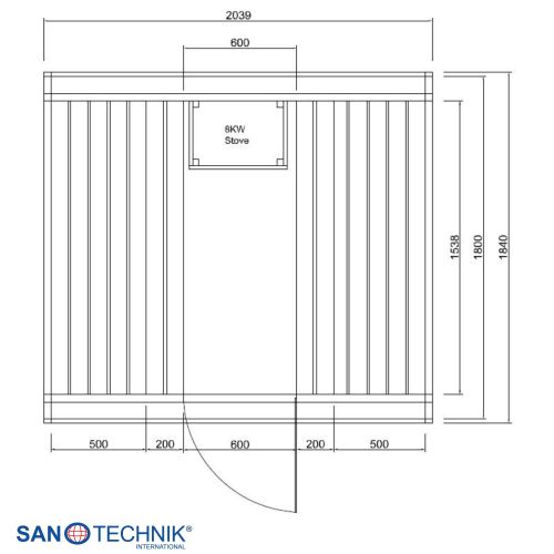 Sanotechnik - HANKO Außensauna für 6 Personen 210x180x210 cm