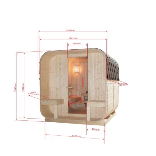 Sanotechnik - GÖTEBORG Außensauna für 4 Personen 188,2x220x194 cm