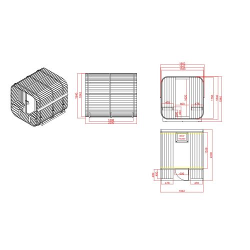 Sanotechnik - GÖTEBORG Außensauna für 4 Personen 188,2x220x194 cm