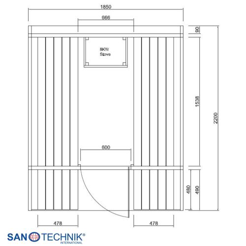Sanotechnik - BERGEN Außensauna für 4 Personen 189x220x191,5 cm