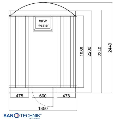Sanotechnik - NYBORG L Außensauna für 6 Personen 194,2x244,9x194,9 cm