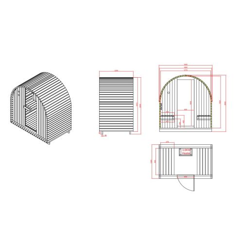 Sanotechnik - ISLAND L Außensauna für 2 Personen 189x120x200 cm
