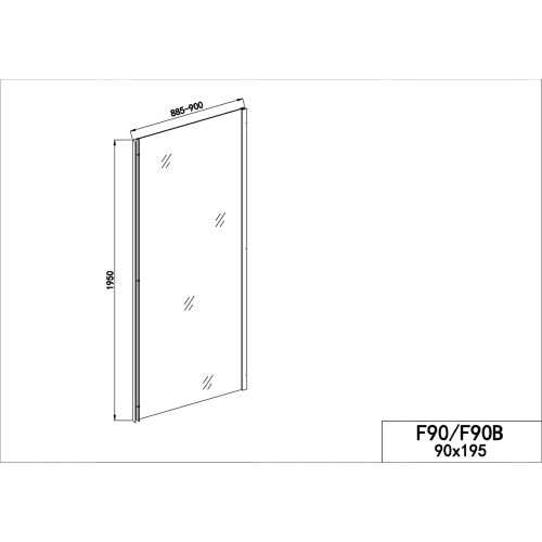 Fixglas 90cm chrom 88,5-90x195cm