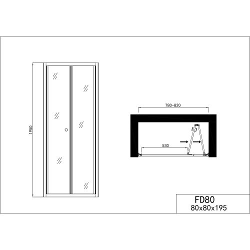 Pregač vrata 80cm krom 79-82x195cm