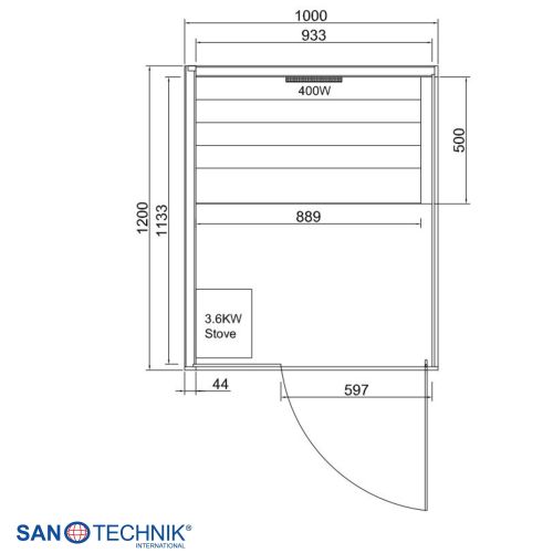 Sanotechnik - GLACIER S Sauna + Infracrvena kabina za 1 osobu 100x120x200 cm