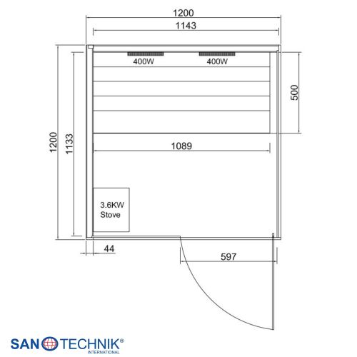 Sanotechnik - GLACIER M Sauna + Infracrvena kabina za 2 osobe 120x120x200 cm