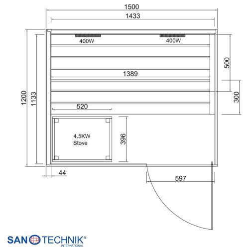 Sanotechnik - GLACIER L Sauna + Infracrvena kabina za 2-3 osobe 150x120x200 cm