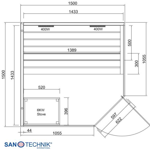 Sanotechnik - GLACIER XL Sauna + Infracrvena kabina za 2-3 osobe 150x150x200 cm