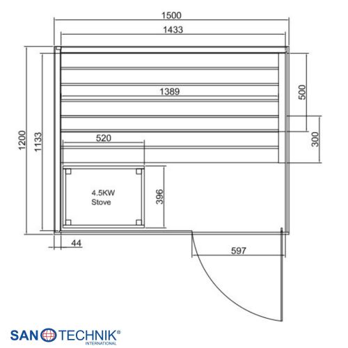 Sanotechnik - FALUN L Sauna za 2-3 osobe 150x120x200 cm