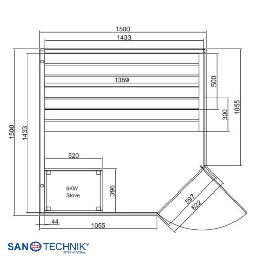 Sanotechnik - FALUN XL sauna za 2-3 osobe 150x150x200 cm