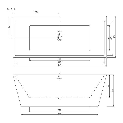 Sanotechnik - BW STYLE freisteh. 170x75x60cm