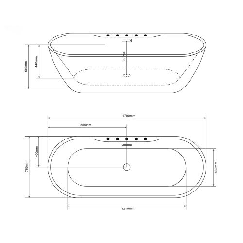 Freistehende Badewanne ARUBA Chrome