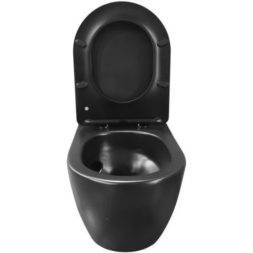 UNO zidni WC bez ruba crni mat s WC sjedalom SoftClose