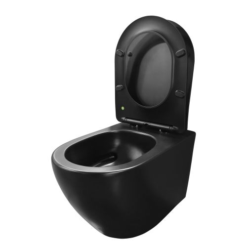 UNO stenski WC - črn, mat, brez roba z mehkim zapiranjem